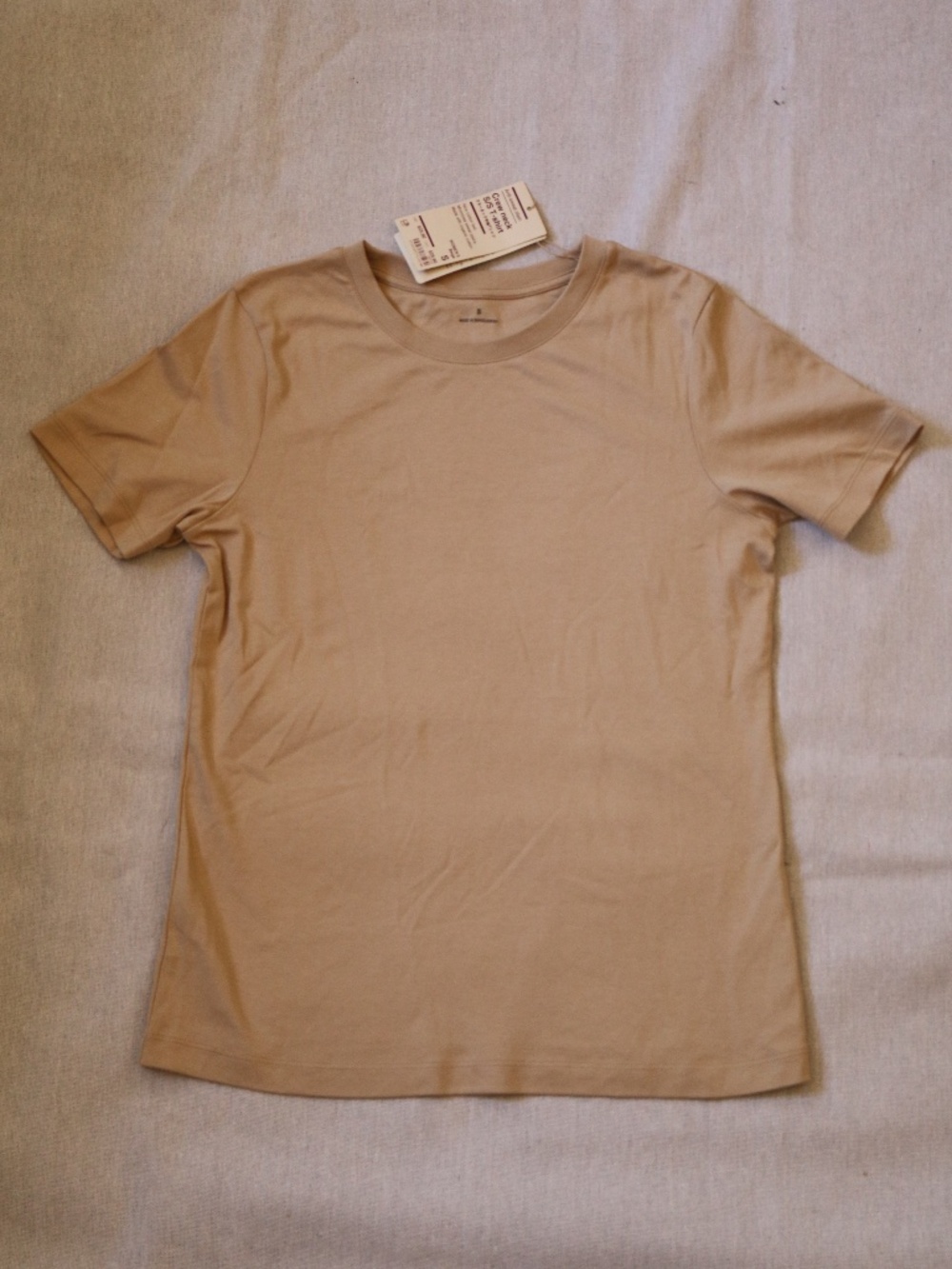 MUJI Women's Anti-Sweat Stain Crew Neck T-Shirt Beige Small NWT Organic Cotton